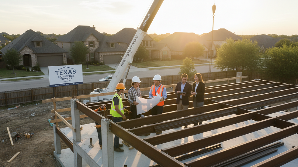 High angle view of a construction site for a commercial building in Texas