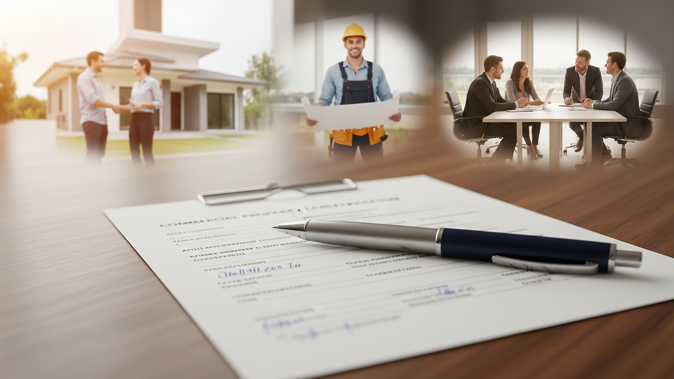 Close-up view of a commercial property loan application form with a pen