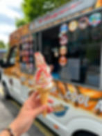 Soft serve cone with sprinkles and your book ice cream van Dublin
