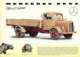 メルセデス・ベンツL3500トラックの広告(堅牢さと機能美)