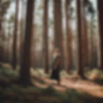 woman in pine forest