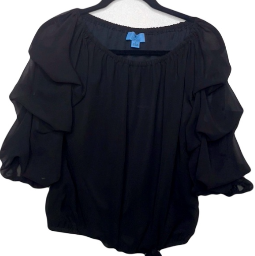 Thumbnail: CeCe Off Shoulder Ruffle Blouse with Tiered Sleeve