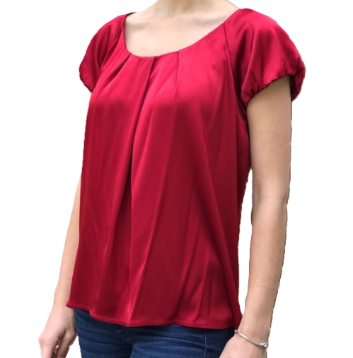 Thumbnail: Theory Silk Red Short Sleeve Blouse