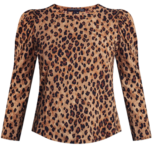 Thumbnail: Veronica Beard Porter Leopard Puff Sleeve Top