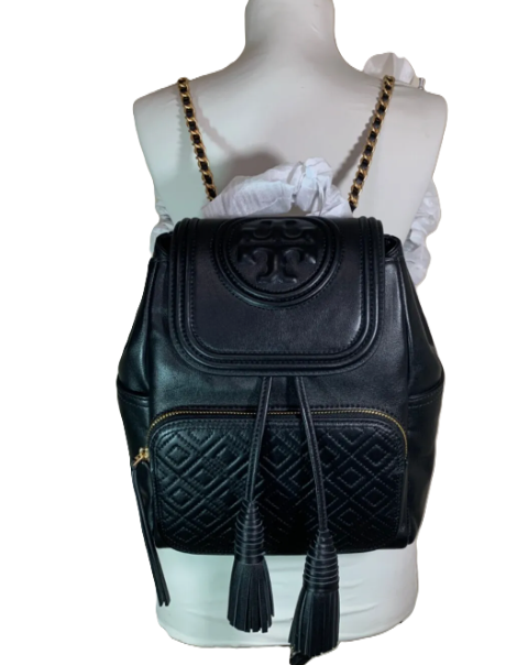 Thumbnail: Tory Burch,  Black Leather Backpack back view