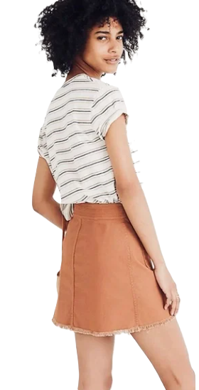 Thumbnail: MADEWELL Snap Button A-Line Raw Hem Mini Skirt