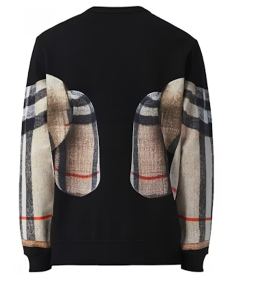 Burberry Black Teddy Bear Check Print Pullover Crewneck Sweatshirt