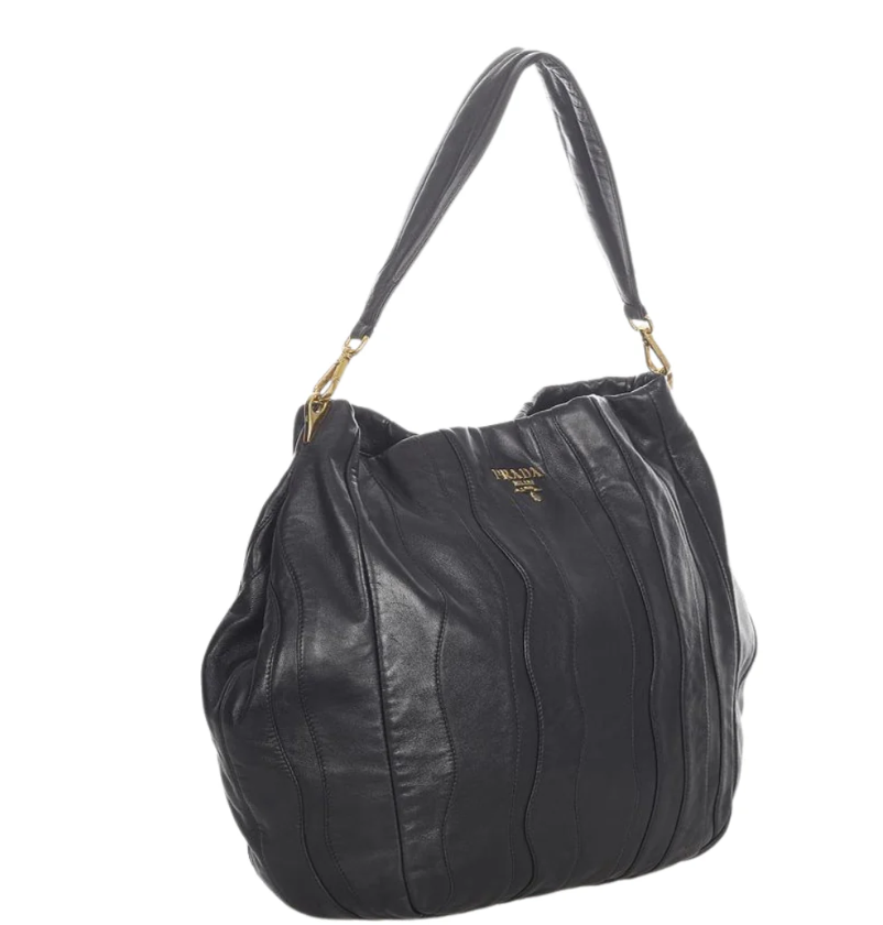 Thumbnail: Prada Nappa Stripes Leather Shoulder Bag