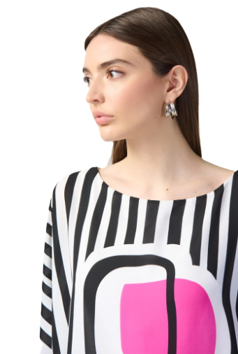 Joseph Ribkoff Adeline Abstract Print Georgette Poncho Top