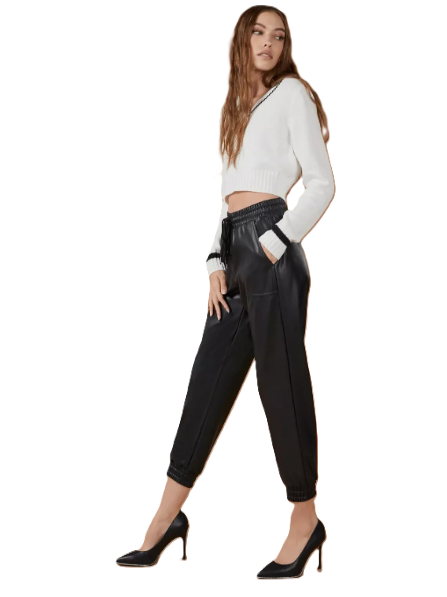 Thumbnail: BCBG Maxazria Faux Leather Joggers  with Drawstring