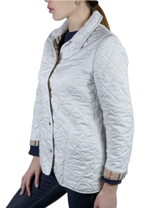 BURBERRY White Nova Check Diamond Quilted Jacket