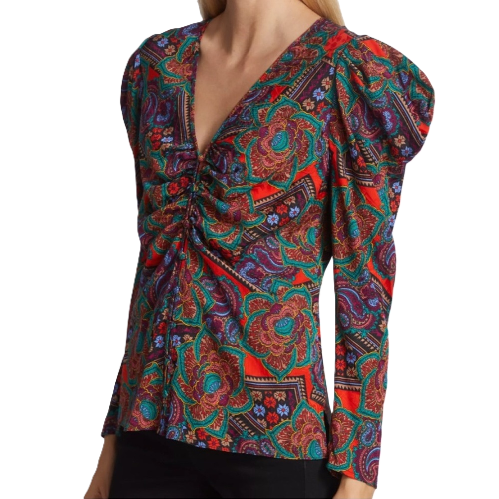 Veronica Beard Simmons Paisley Floral Blouse