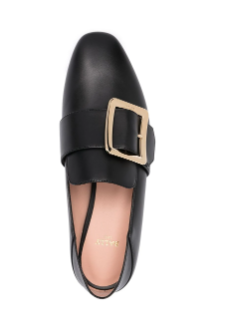 Thumbnail: Bally Janelle Leather Square Buckle Loafers