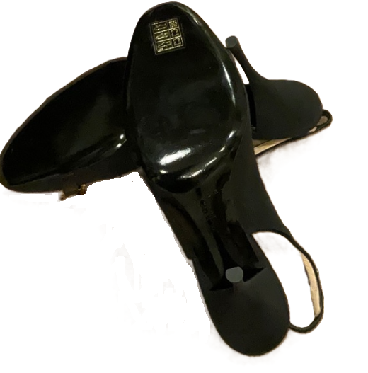 Thumbnail: Casadei Black Silk Jeweled Heels