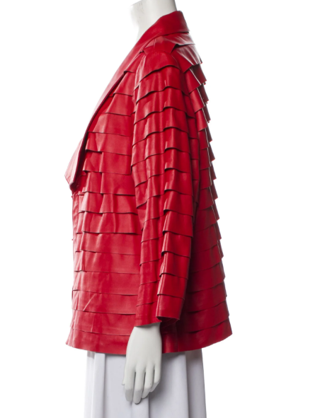 Thumbnail: Lafayette 148 Red Tiered Leather Blazer