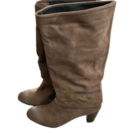Paul Green Muchen Taupe Suede Fold Over Heel Boots