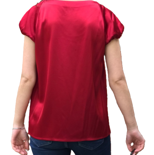 Thumbnail: Theory Silk Red Short Sleeve Blouse