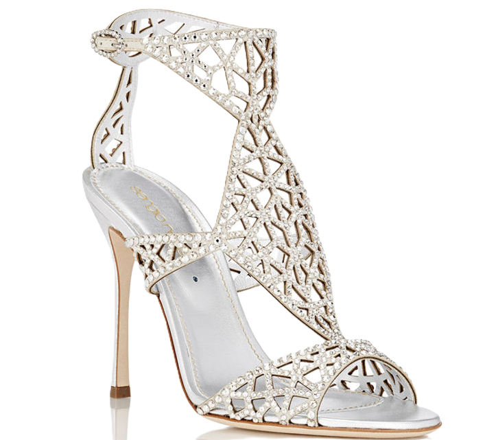 Sergio Rossi Embellished Tresor T-Strap Sandal Heels