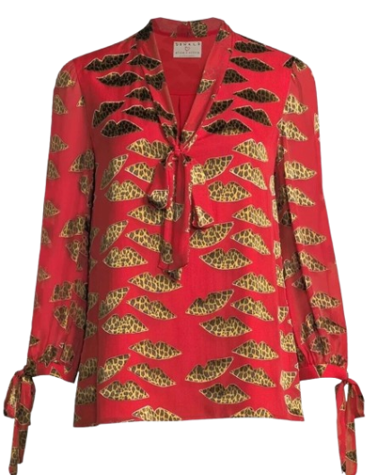 Alice + Olivia x Donald Leopard Lip Blouse