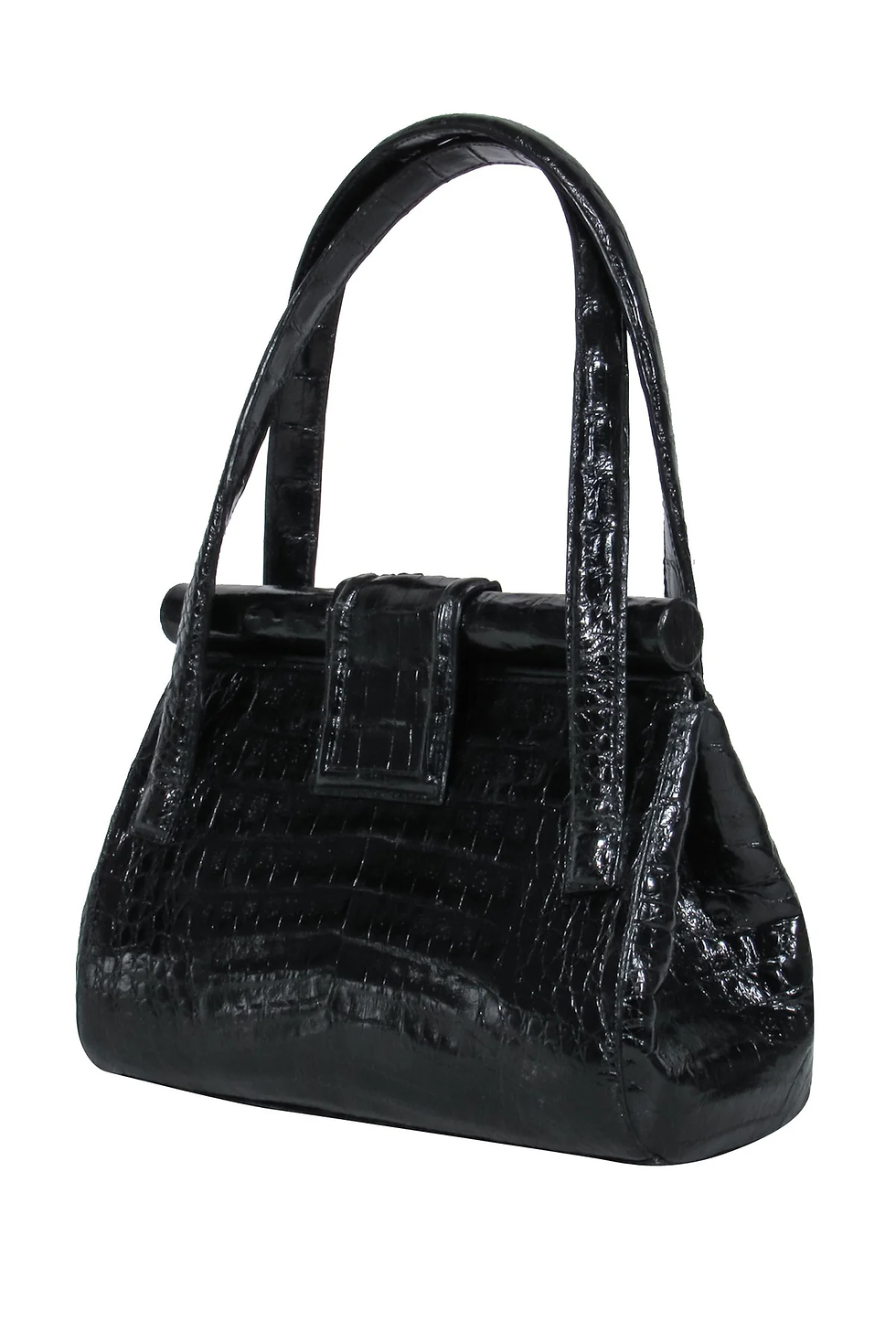 Nancy Gonzalez Black Crocodile Top Handle Bag