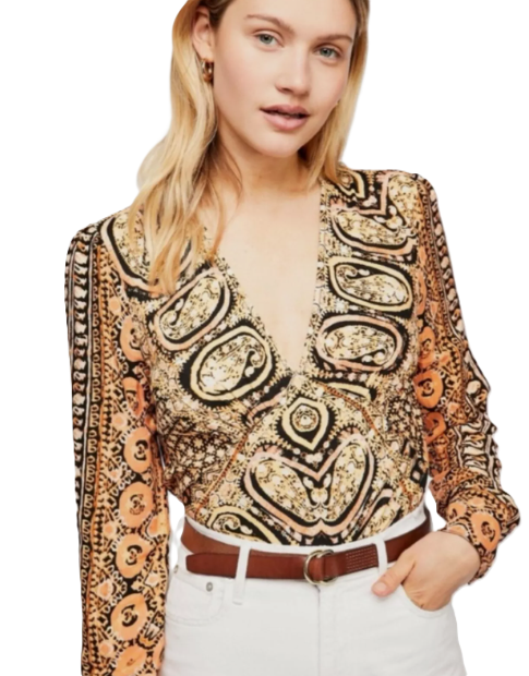 Thumbnail: Free People Boho Paisley Cropped Blouse