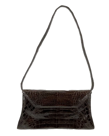 Nancy Gonzales Crocodile Trapezoid Clutch/Shoulder Bag