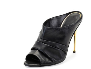 Thumbnail: Tom Ford Ruched Leather High Heel Peep Toe Mule