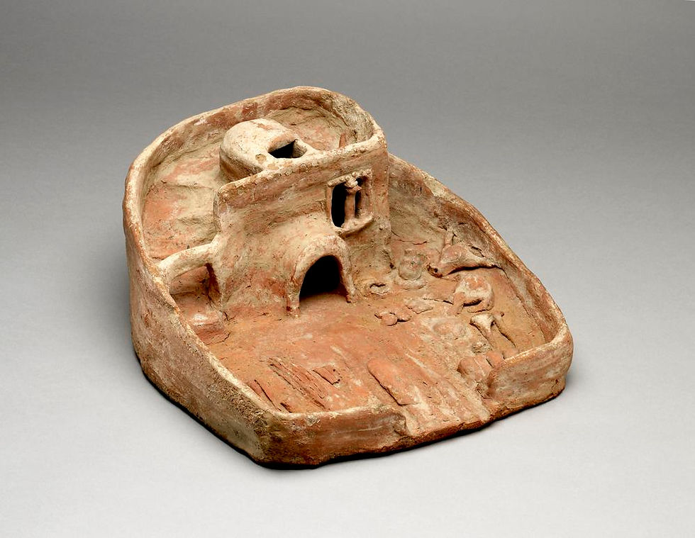 Soul house from ancient Egypt with window and opening in the roof