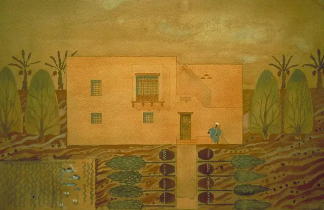 House by Hsssan fathy with garden