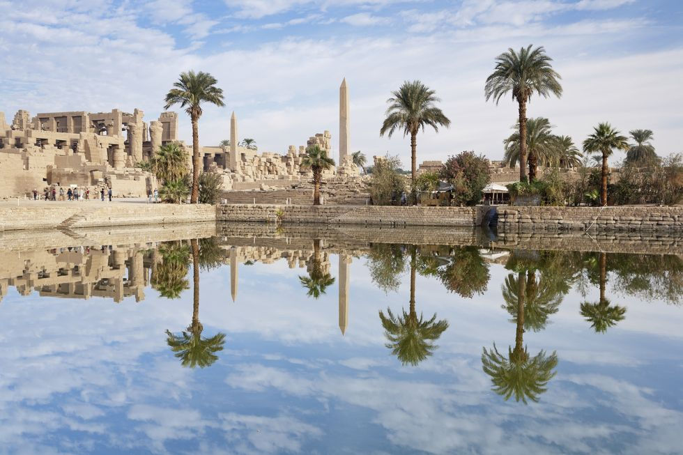 lake and palm trees in ancient egypt. Egyptian Garden