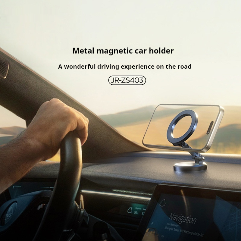 Miniatura: Suporte magnético metálico para carro com telefone e navegação.