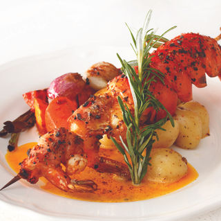 Grilled Lobster with Bacon Wrapped Shrimp
