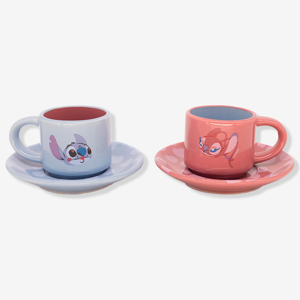 Kit Xícara com Pires Stitch e Angel