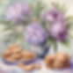 watercolour in pastel lilacs of Biscuits and cookies with peonies and olive leaves.jpg