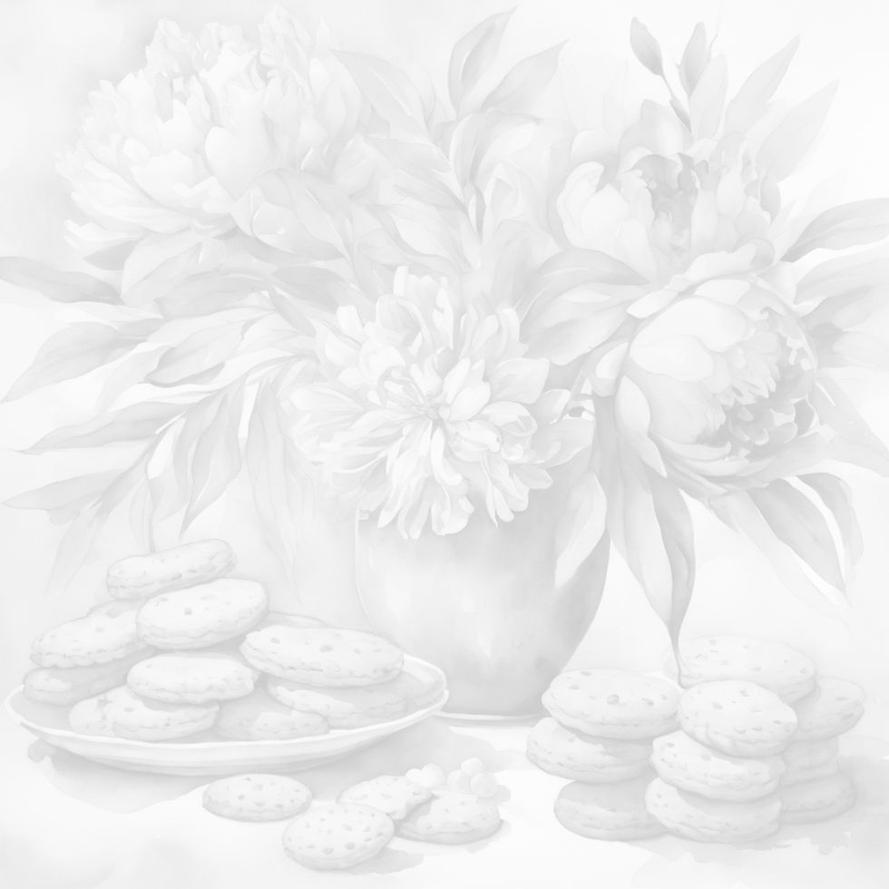 watercolour in pastel lilacs of Biscuits and cookies with peonies and olive leaves_edited.