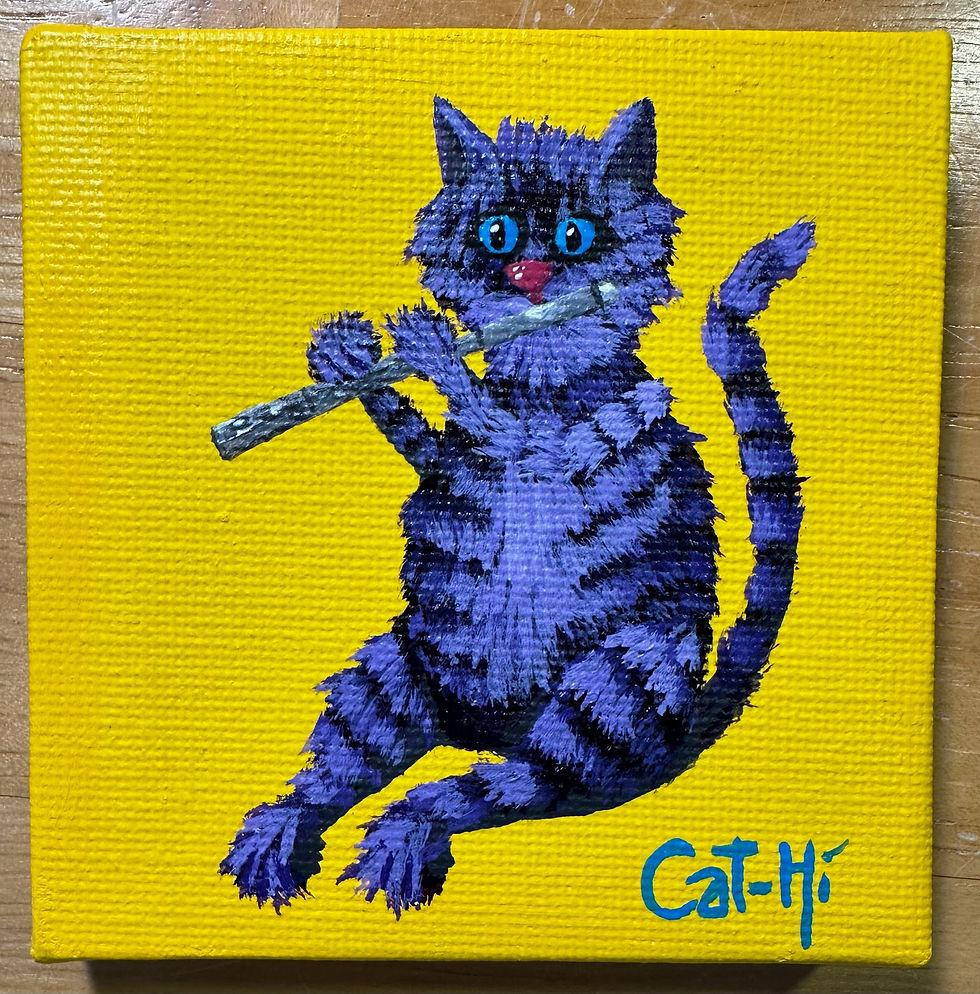 Thumbnail: Cat-Hi FluteCat Mini Canvas Painting