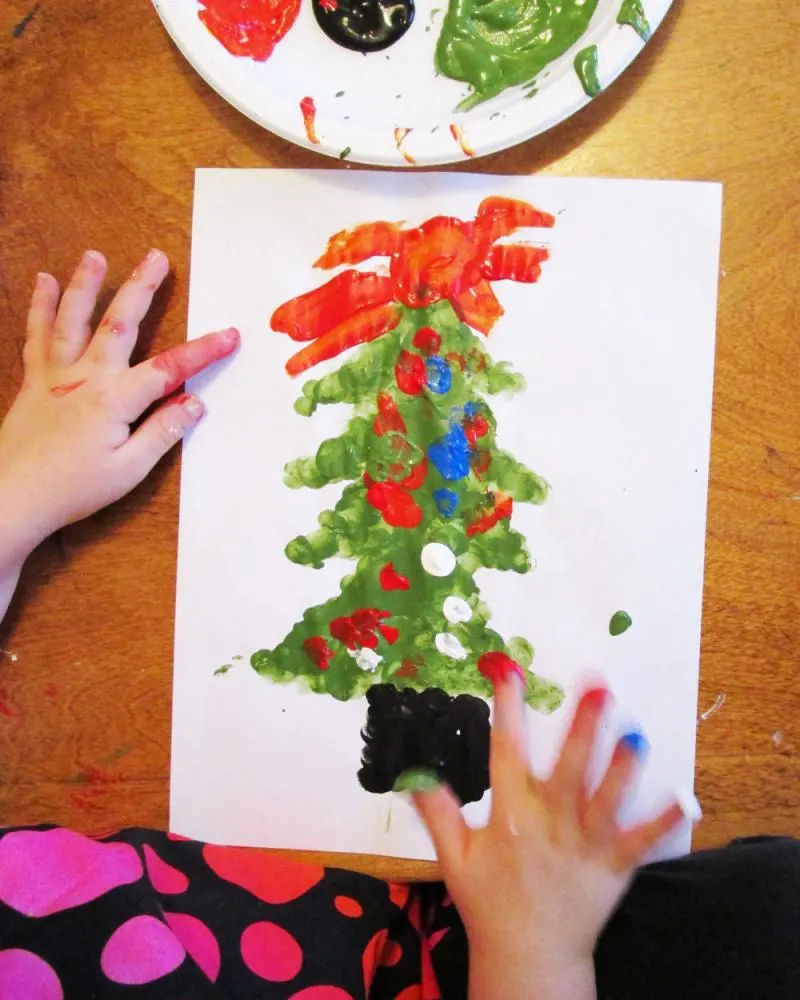 Traditional Christmas tree painting