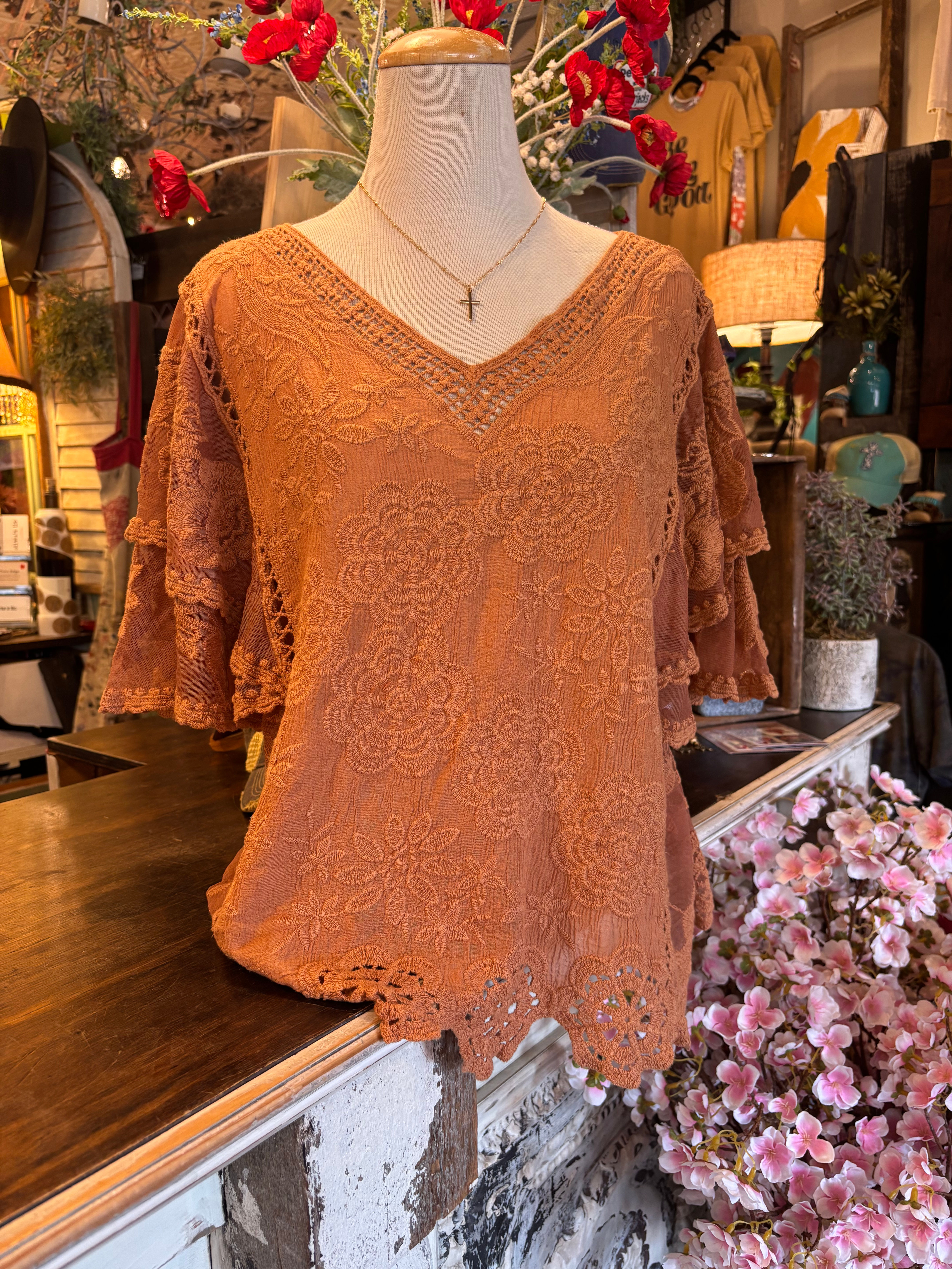 Candice’s Carmel Lace Top