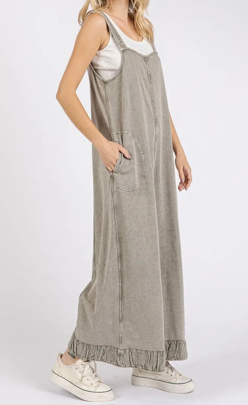 Maci’s Moss Mineral Washed Bib Overalls