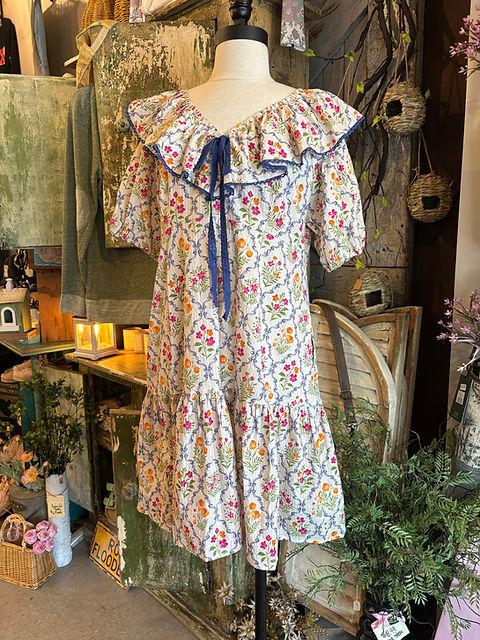 floral cotton dress design Light Blue Floral Cotton Summer Outfit  Feminine Cottagecore Dress Light Blue(Pre-Sale 25days) / XS