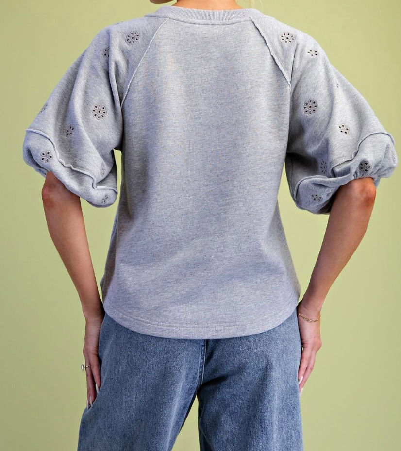 Thumbnail: Fancy Gray Eyelet Sweatshirt
