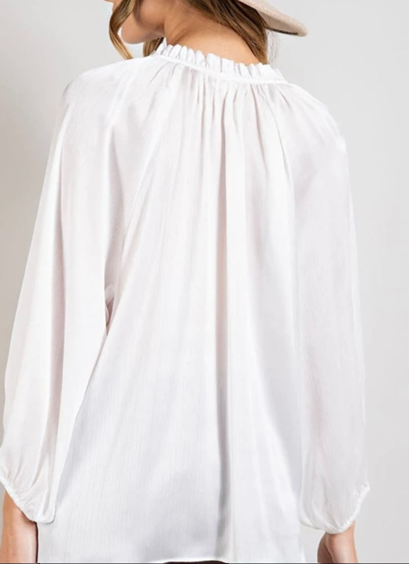 Thumbnail: Janie’s  Pretty White Peasant Top