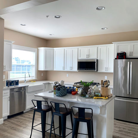 Kitchen with white cabinets