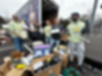 Five people in casual attire recycle electronics by a truck with "Recycle Today with Avay" text. Cardboard boxes and scattered devices around.