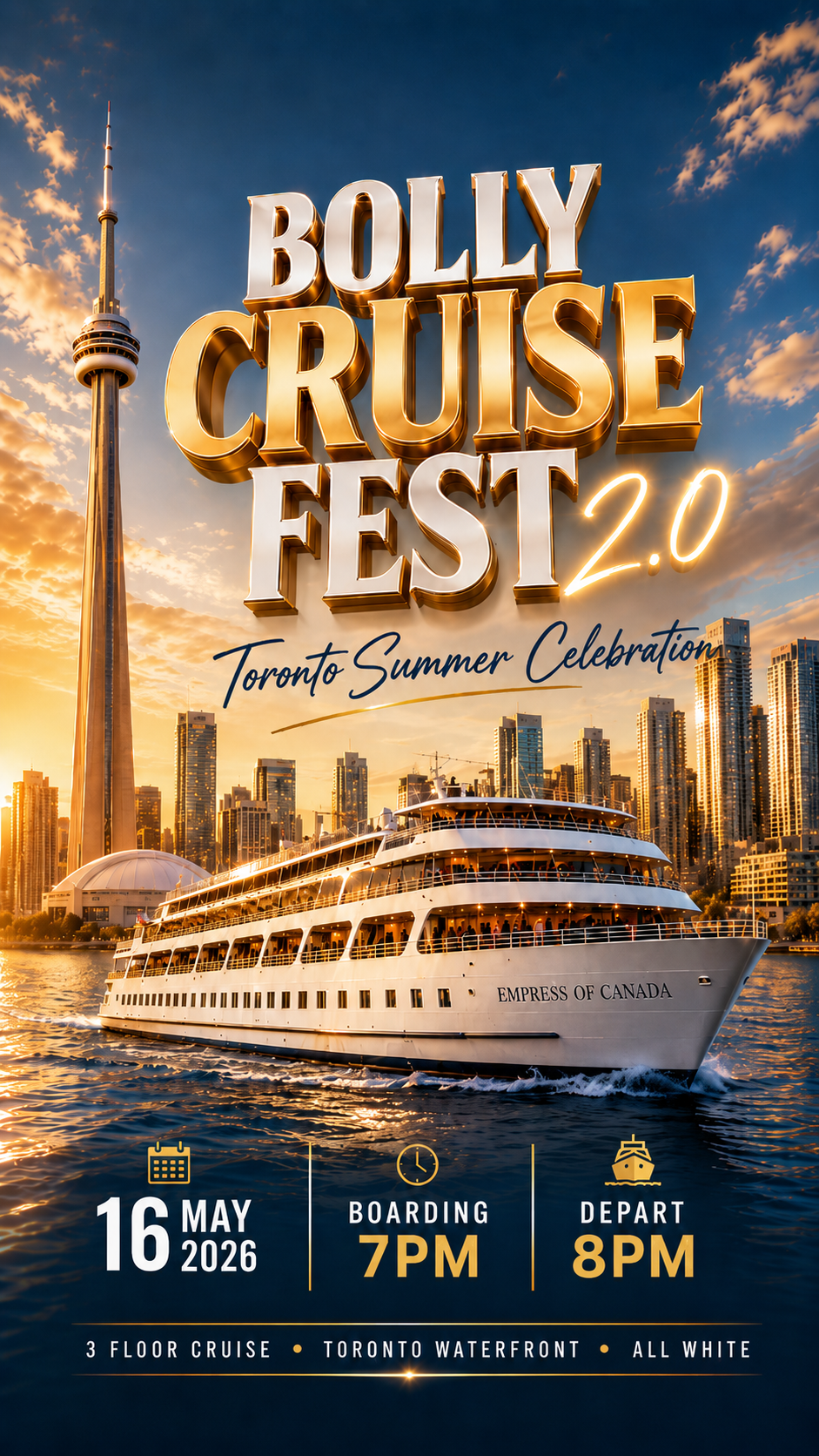 Bolly Cruise Fest 2026 - Toronto’s Viral Bollywood Party on the Water!