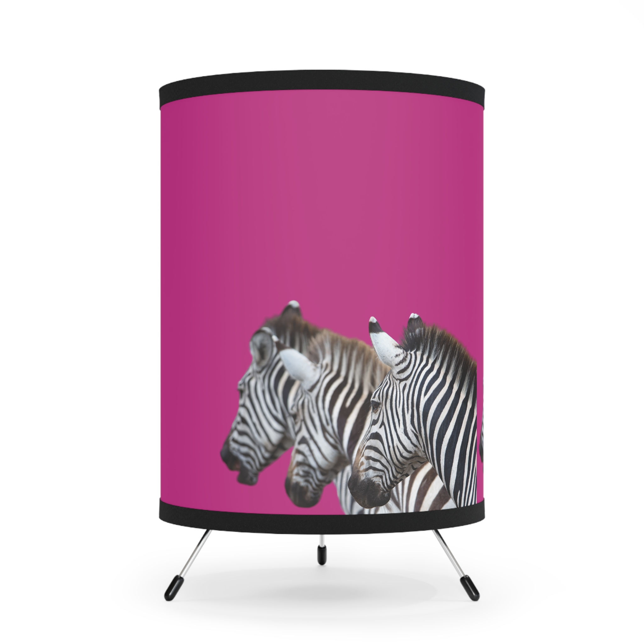 Pink Zebra Tripod Lamp with High-Res Printed Shade, US\CA plug