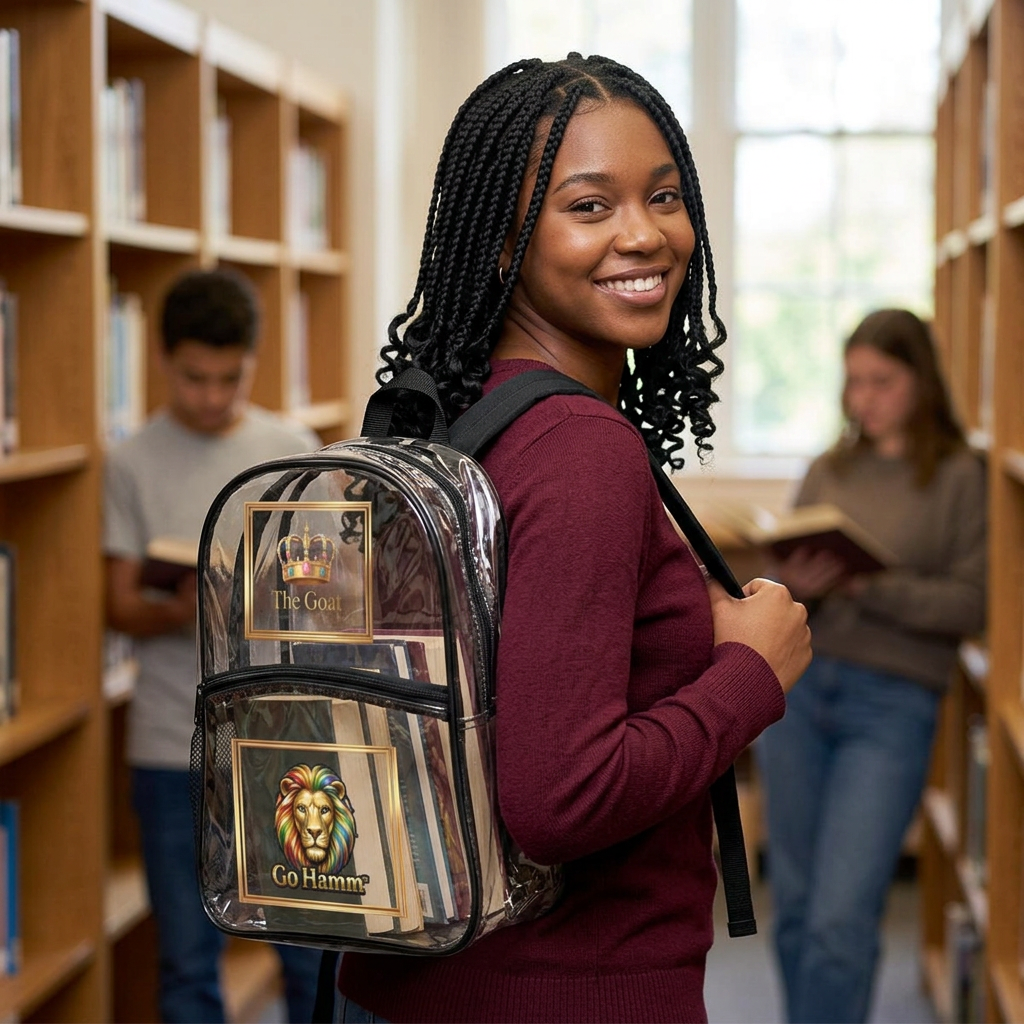 Clear Backpack — Transparent School/Concert Bag with 'The Goat' Crown