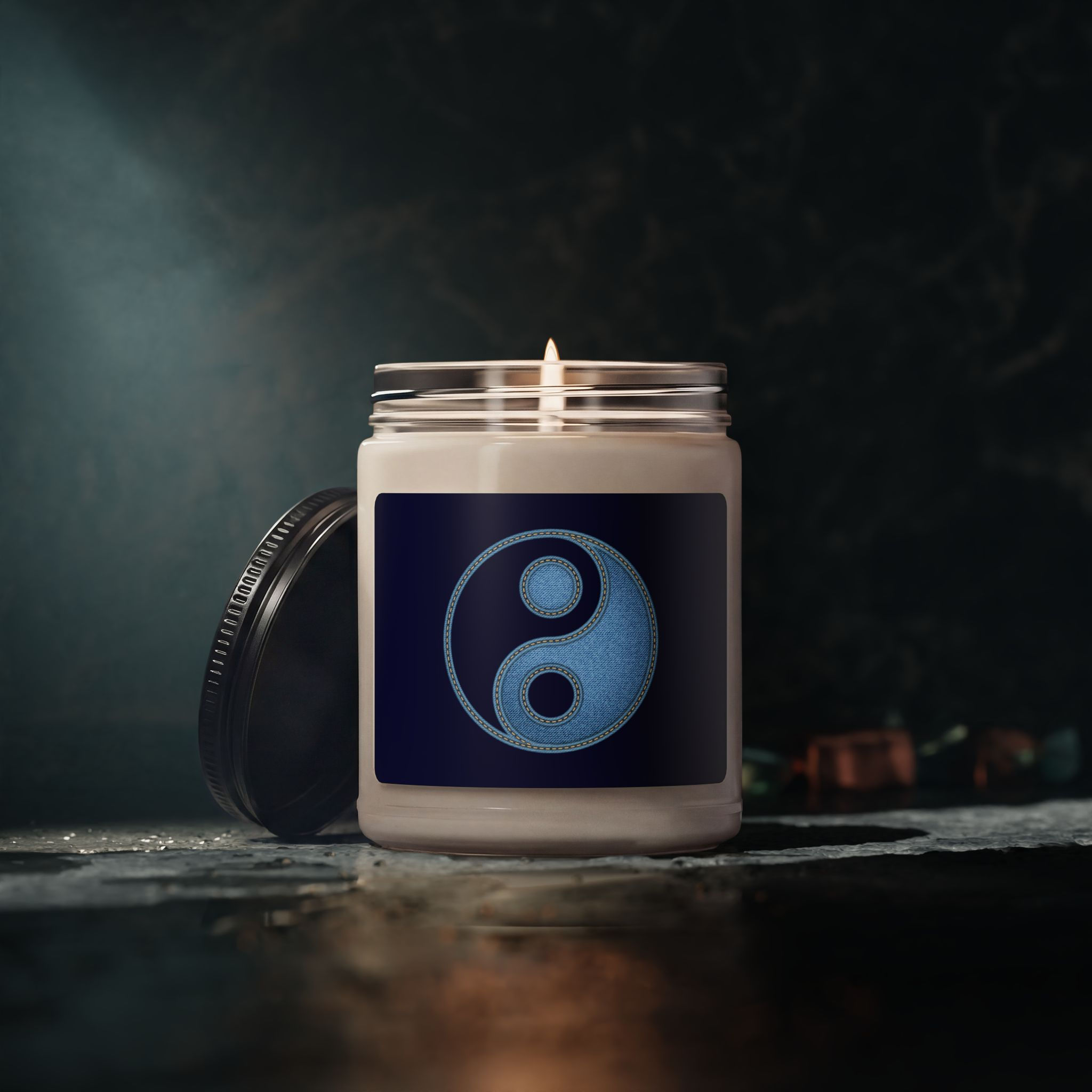 9oz Soy Candle — Blue Yin Yang Scented Jar
