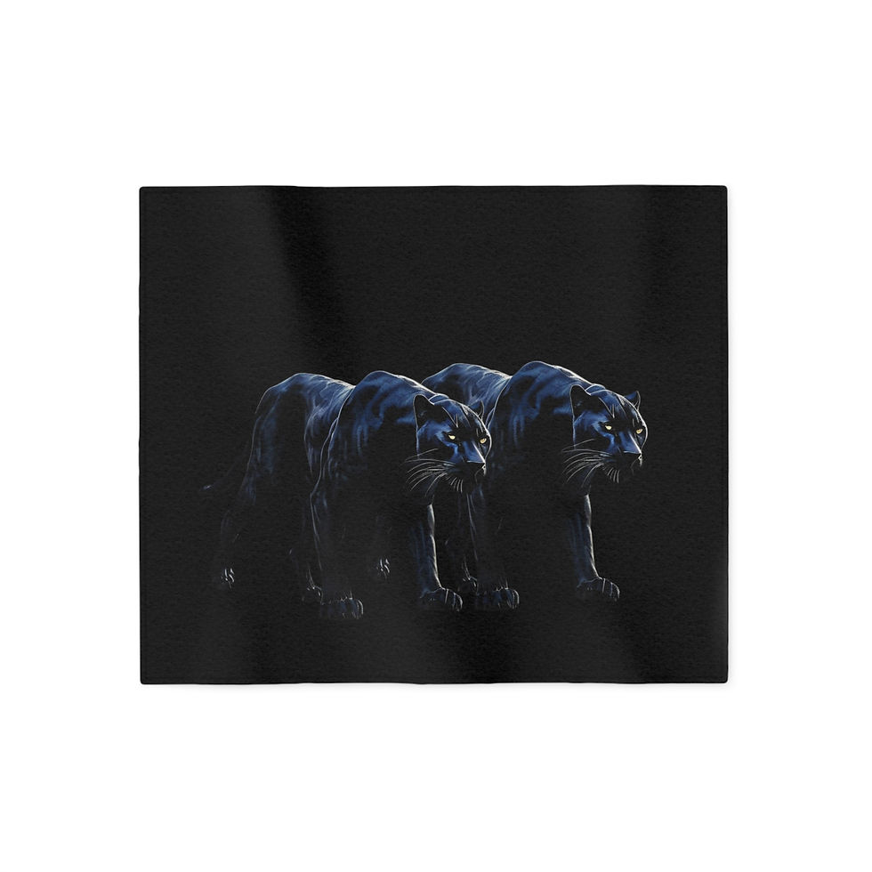 Thumbnail: Black Panther Sweatshirt Blanket — Triple Panther Graphic Cozy Throw