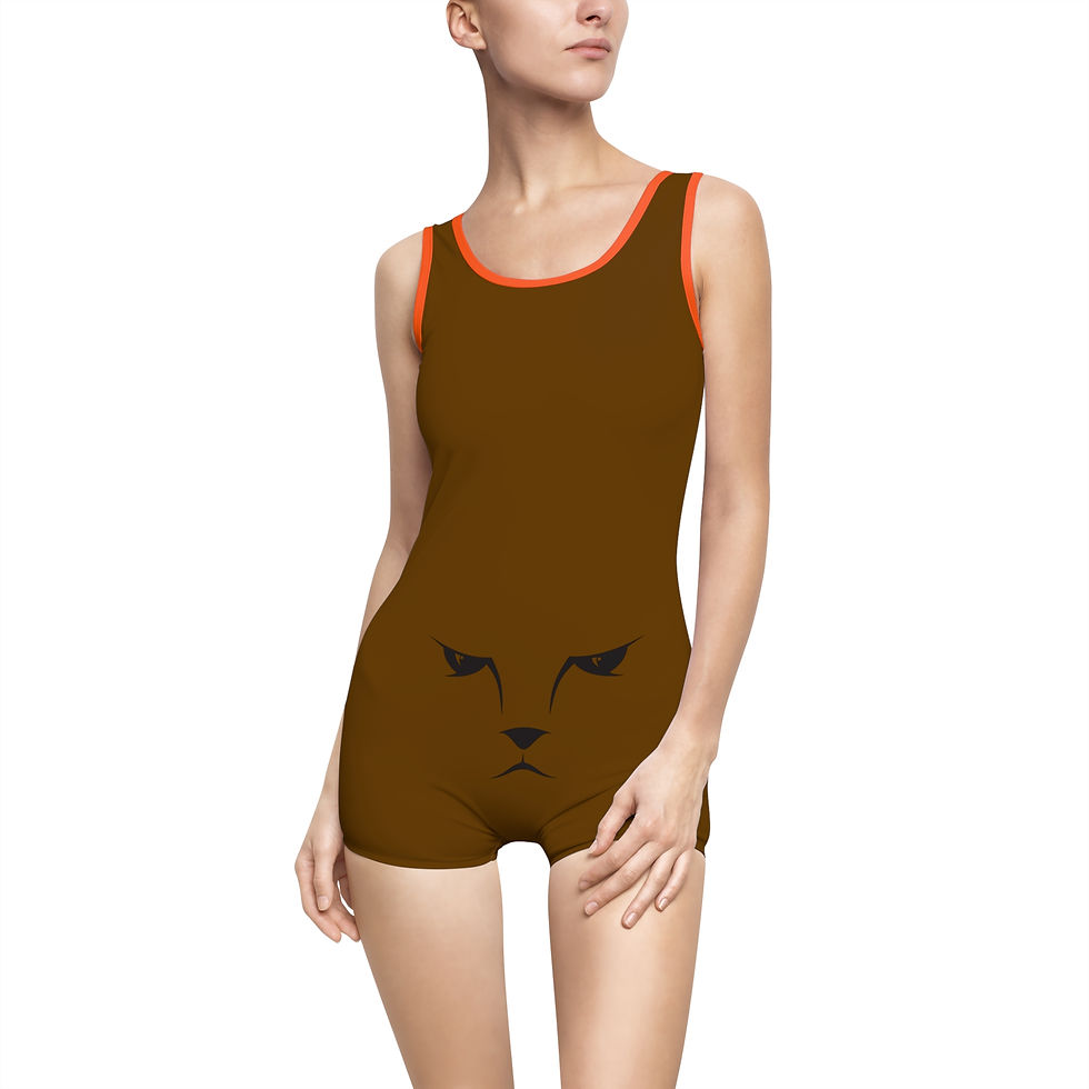 Thumbnail: Vintage Cat-Eye Women's Swimsuit — Retro Pinup Style Brown